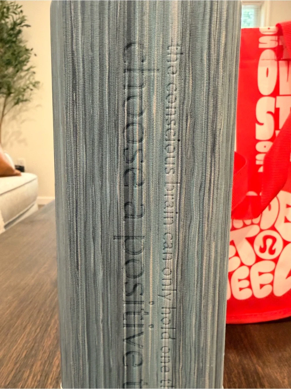 lululemon athletica Lift and Lengthen Yoga Block - Marble Blue with Red tote bag